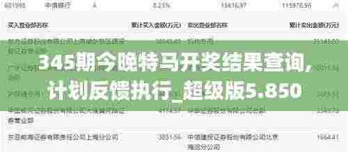 345期今晚特马开奖结果查询,计划反馈执行_超级版5.850
