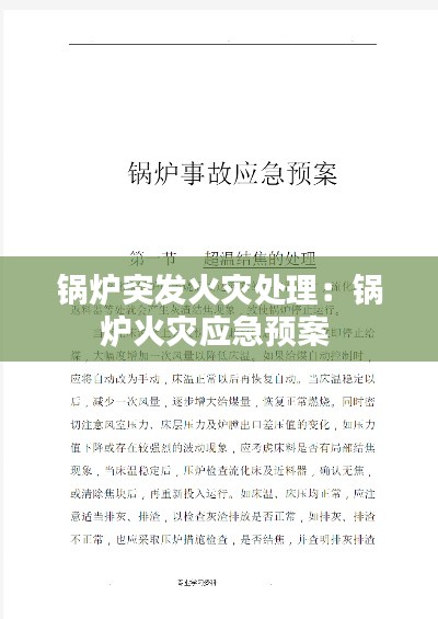 锅炉突发火灾处理:锅炉火灾应急预案
