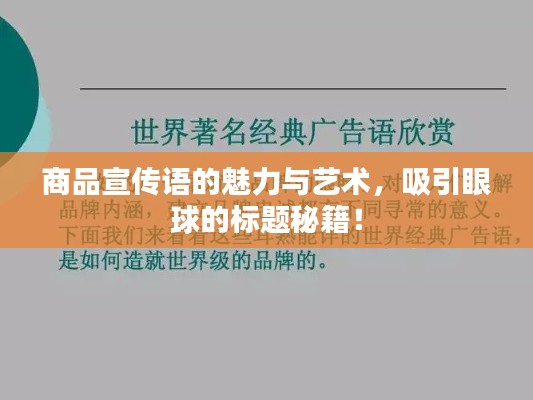 商品宣传语的魅力与艺术,吸引眼球的标题秘籍!