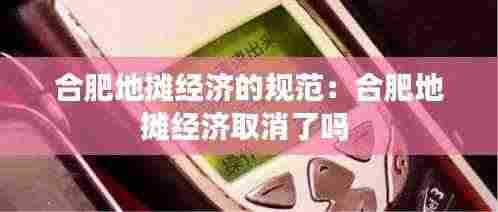 合肥地摊经济的规范:合肥地摊经济取消了吗