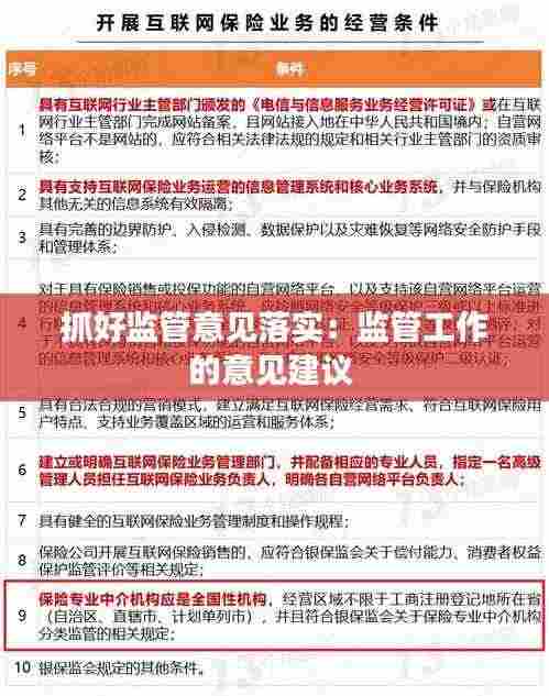 抓好监管意见落实：监管工作的意见建议 