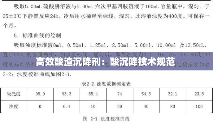 高效酸渣沉降剂:酸沉降技术规范