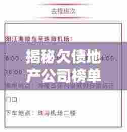 揭秘欠债地产公司榜单,深度揭露行业不为人知的秘密!