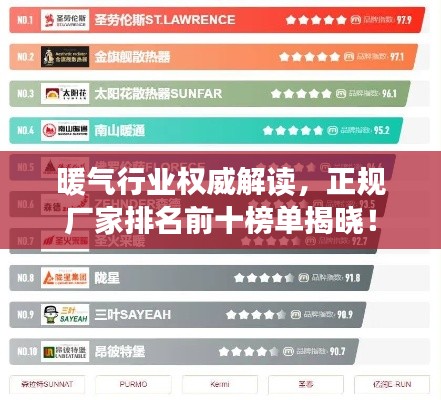 暖气行业权威解读,正规厂家排名前十榜单揭晓!
