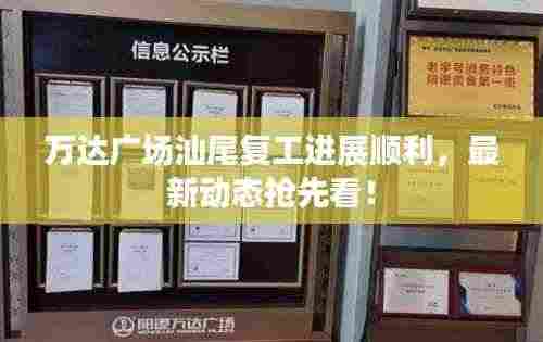 万达广场汕尾复工进展顺利,最新动态抢先看!