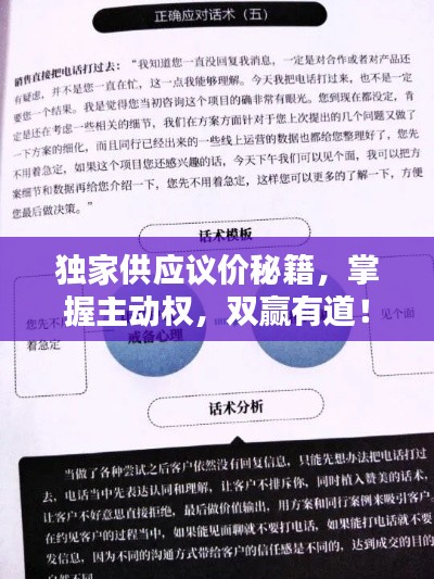 独家供应议价秘籍,掌握主动权,双赢有道!