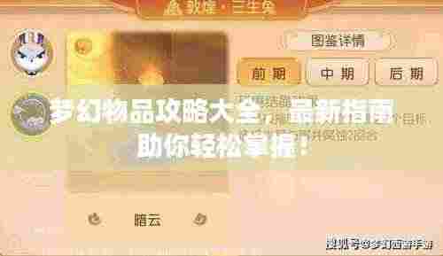 梦幻物品攻略大全,最新指南助你轻松掌握!
